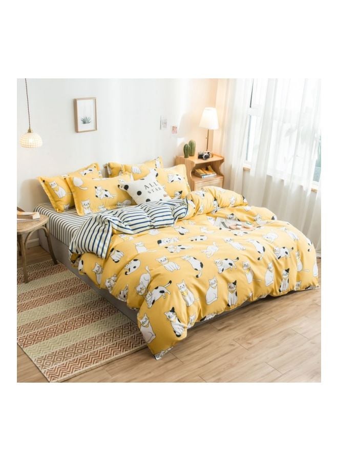 4-Piece Duvet Cover Set Combination Yellow/Black/White - Image 1