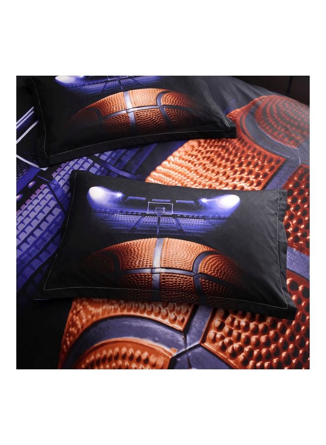 3-Piece Basketball Court Printed Pillowcase With Bed Cover Set Polyester Blue - Image 4