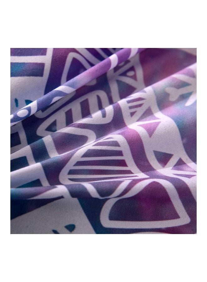 3-Piece Wind Chimes Printed Bedsheet Set Polyester Blue Queen - Image 4