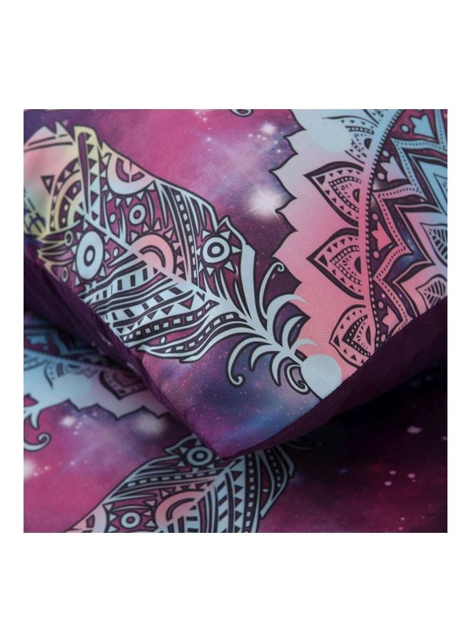 3-Piece Printed Bed Sheet Set Polyester Purple/White/Blue Twin - Image 4