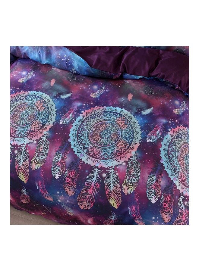 3-Piece Printed Bed Sheet Set Polyester Purple/White/Blue Twin - Image 5