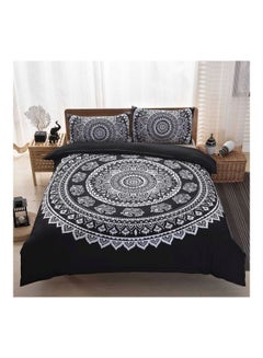 Generic 3-Piece Printed Bed Sheet Set Polyester Black/White King  - Image 1