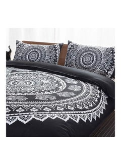 Generic 3-Piece Printed Bed Sheet Set Polyester Black/White King  - Image 3