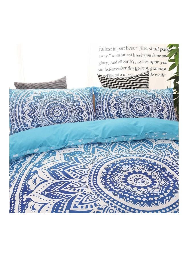 3-Piece Printed Bedcover Set Polyester White Full - Image 2