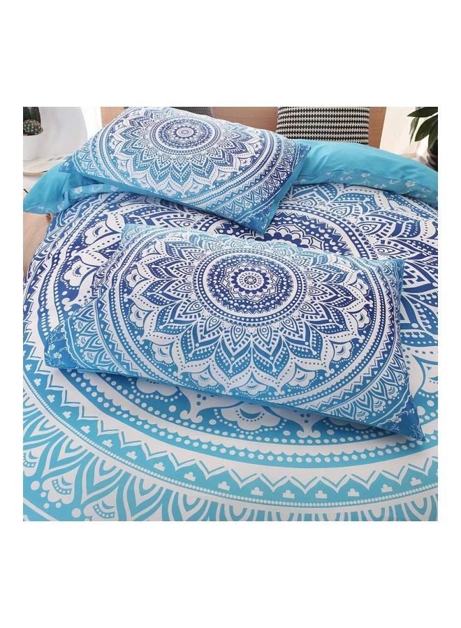 3-Piece Printed Bedcover Set Polyester White Full - Image 3