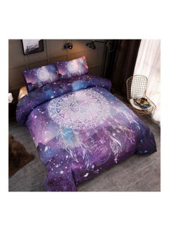 Generic 3-Piece Printed Bed Sheet Set Polyester Purple/White/Blue King  - Image 2