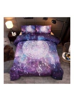 Generic 3-Piece Printed Bed Sheet Set Polyester Purple/White/Blue King  - Image 5