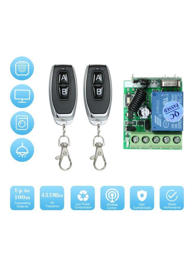Generic - 4-Piece Wireless Remote Control Switch Set Black/Silver - Image 1