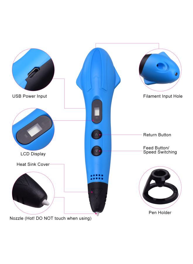Generic 3D Printing Pen With 3 Colour Filament Refills Blue/Black  - Image 2
