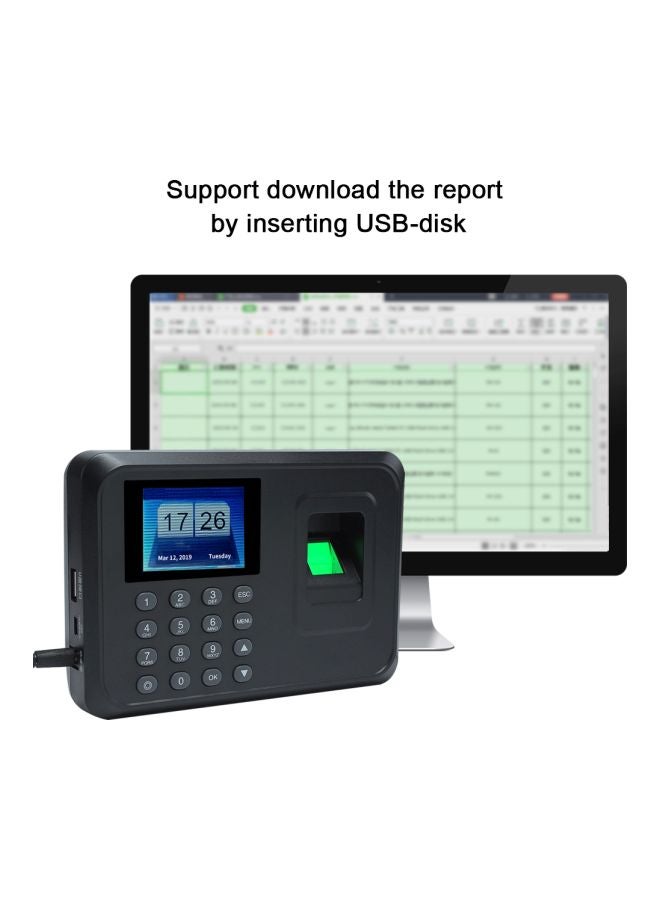 Generic Biometrics Fingerprint Attendance Machine Black  - Image 5
