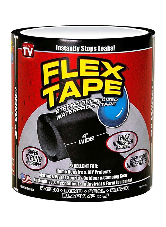 FLEX TAPE - Strong Rubberized Waterproof Tape 4" x 5' Black - Image 1