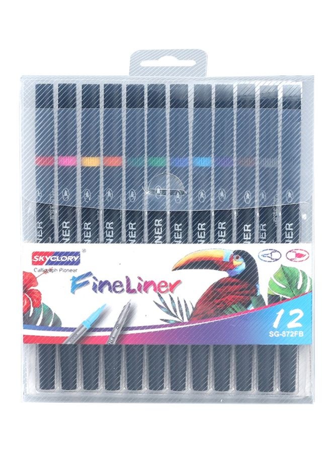 SKYGLORY - 12-Piece Calligraphy Pioneer Fineliner Pen Set Multicolour - Image 1