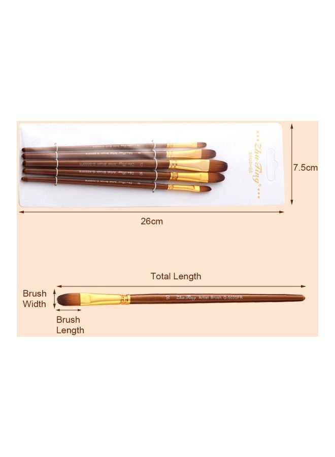 Generic 5-Piece Round Tip Paint Brush Set Brown  - Image 3