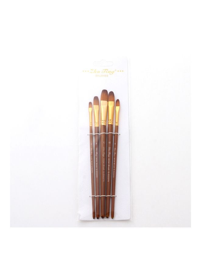 Generic 5-Piece Round Tip Paint Brush Set Brown  - Image 2