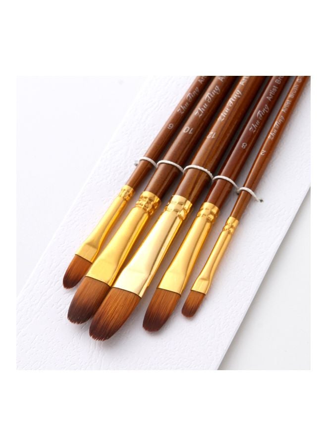 Generic 5-Piece Round Tip Paint Brush Set Brown  - Image 4