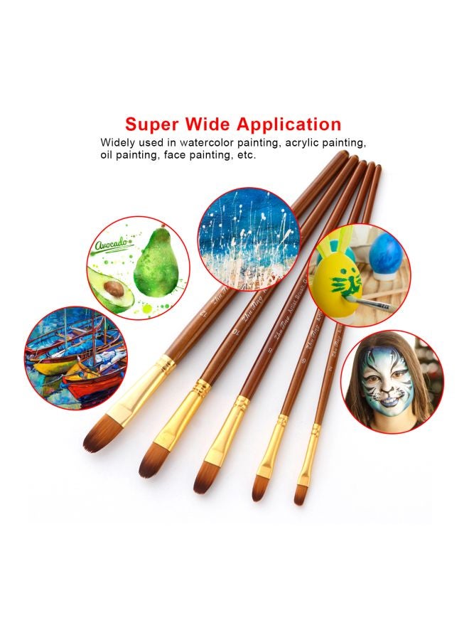 Generic 5-Piece Round Tip Paint Brush Set Brown  - Image 5