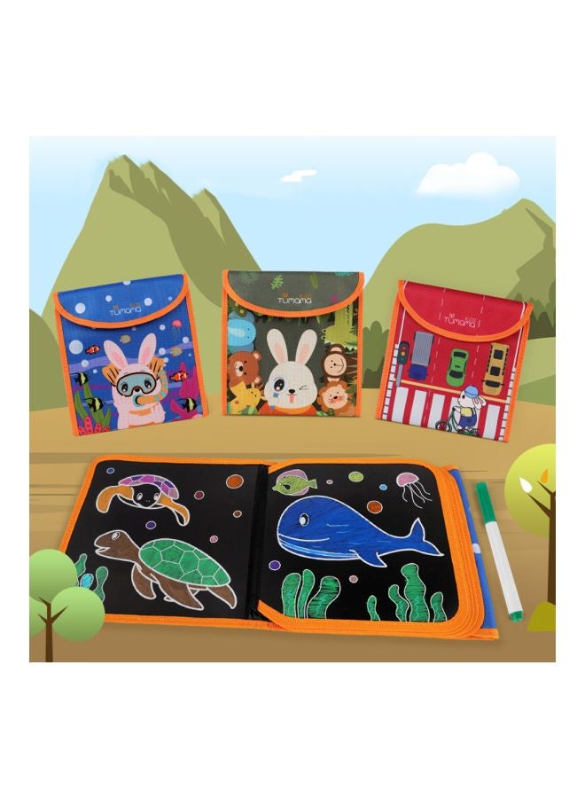 TUMAMA Portable Soft Chalk Board Drawing Book With Chalk Green/Beige/Blue - Image 2