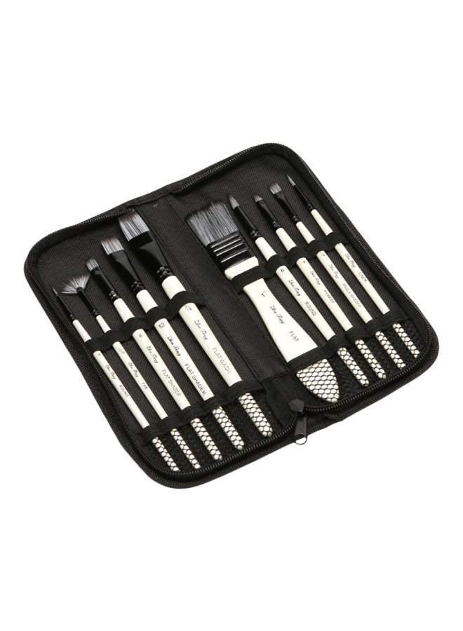Generic - 10-Piece Paint Brushes Set White/Black - Image 1