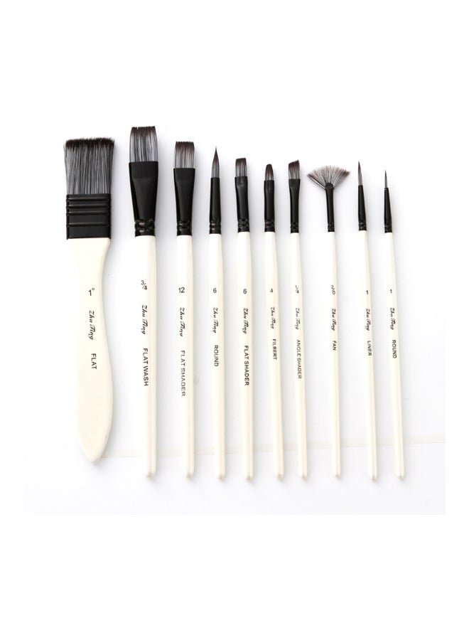 Generic - 10-Piece Paint Brushes Set White/Black - Image 1