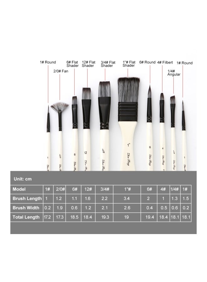 Generic - 10-Piece Paint Brushes Set White/Black - Image 1