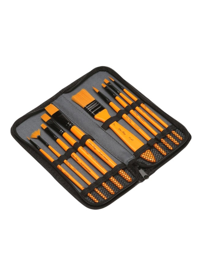 طقم فرش طلاء مكون من 10 قطع مع حقيبة . أصفر/أسود - Image 1