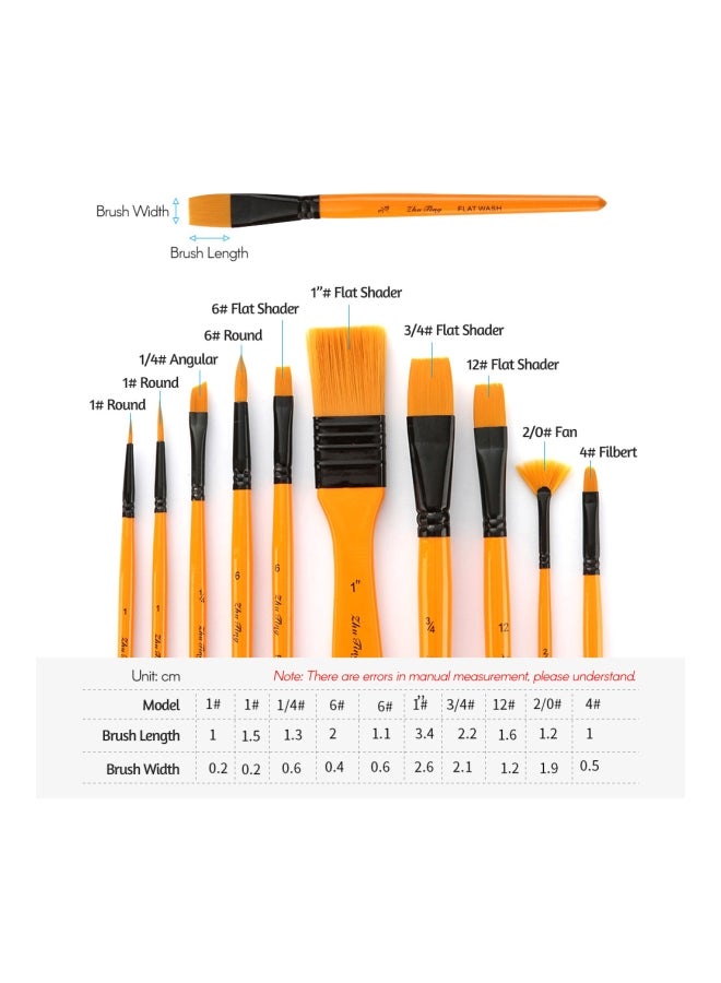 طقم فرش طلاء مكون من 10 قطع مع حقيبة . أصفر/أسود - Image 4
