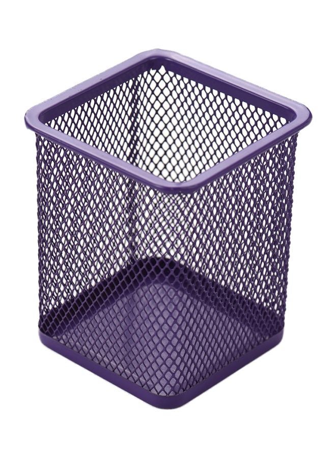 حامل معدني بتصميم مربع الشكل للأقلام أرجواني - Image 1