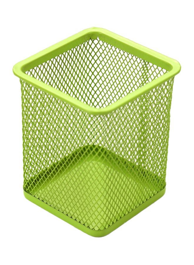 حامل معدني لأقلام الحبر وأقلام الرصاص علي شكل مربع أخضر - Image 1