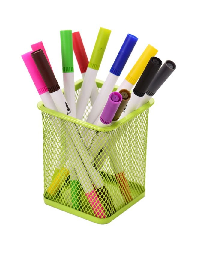 حامل معدني لأقلام الحبر وأقلام الرصاص علي شكل مربع أخضر - Image 3