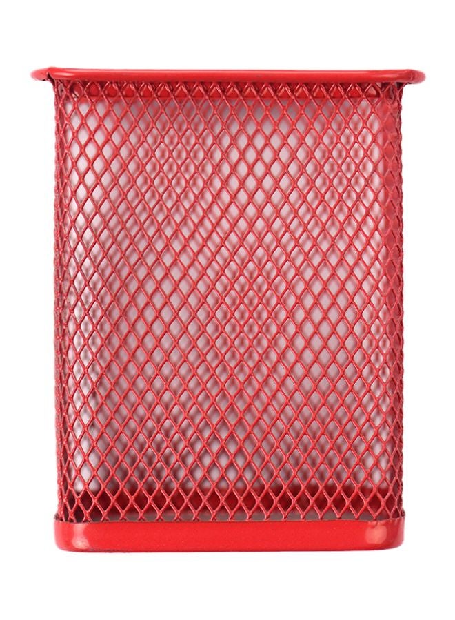 حامل أقلام معدني بشكل مربع أحمر - Image 1