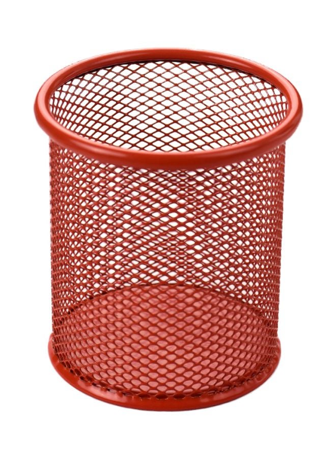 Metal Round Shape Pencil Holder Orange - Image 1