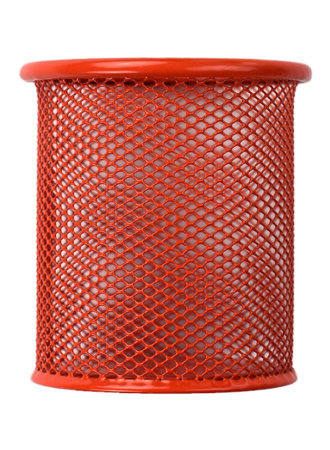 Metal Round Shape Pencil Holder Orange - Image 2