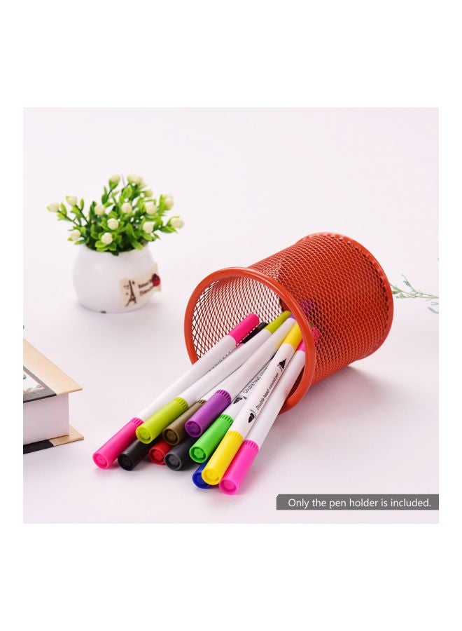Metal Round Shape Pencil Holder Orange - Image 3