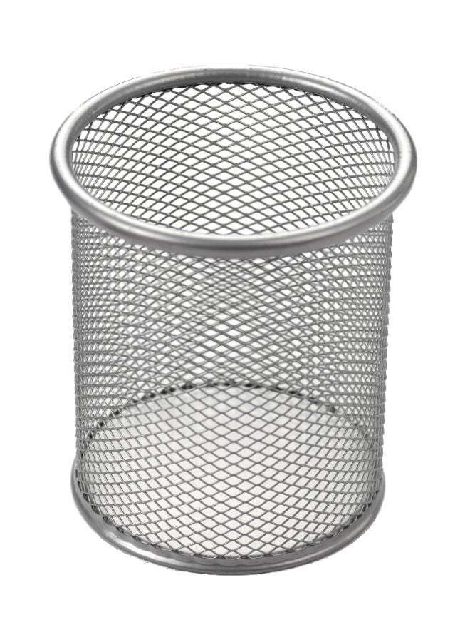 حامل أقلام رصاصٍ معدنيّ دائريّ الشكل . فضي - Image 1