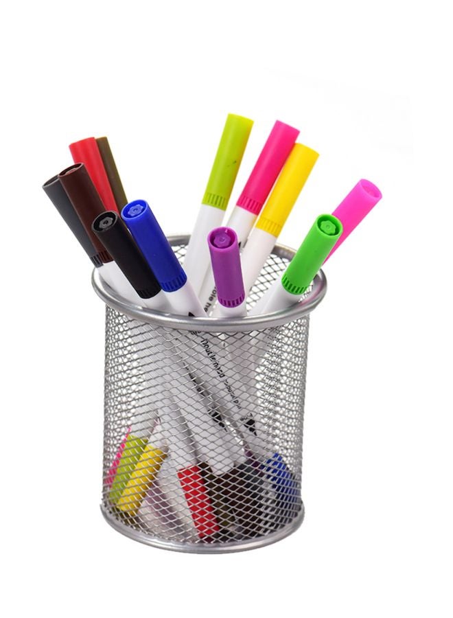 حامل أقلام رصاصٍ معدنيّ دائريّ الشكل . فضي - Image 3