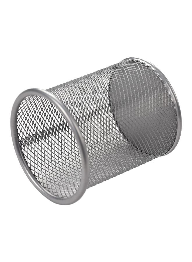 حامل أقلام رصاصٍ معدنيّ دائريّ الشكل . فضي - Image 2