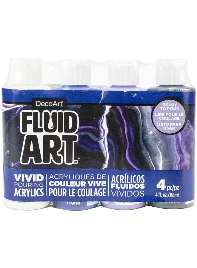 ديكو آرت مجموعة ألوان "أكريليك فلويد آرت" Fluid Art Acrylic مكونة من 4 قطع . متعدد الألوان