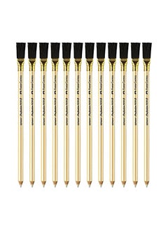 12-Piece Perfection Eraser Pencil with Brush Set Gold/Black