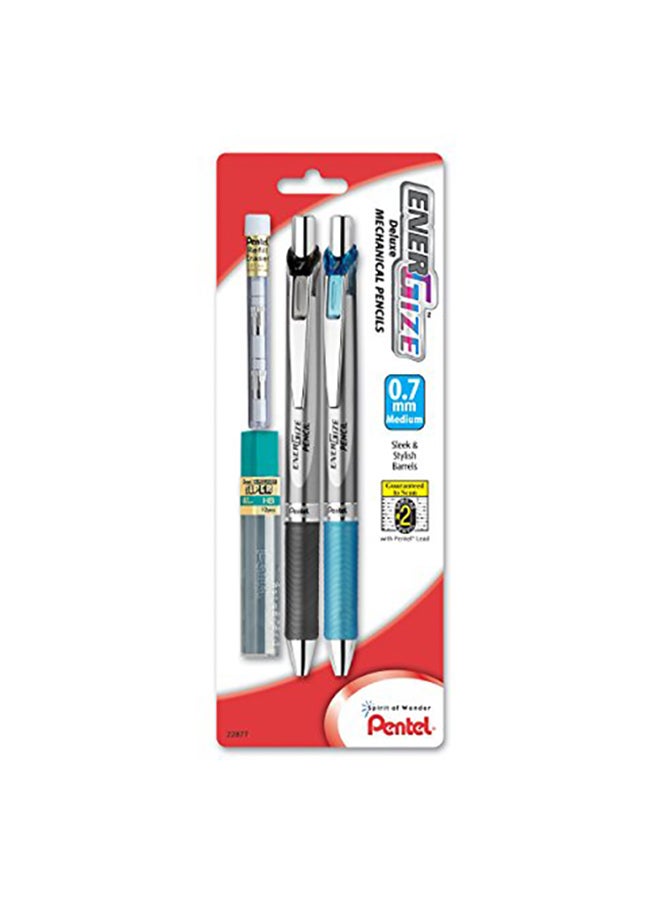 2-Piece Energize Automatic Pencil Set With Lead And Eraser Multicolour