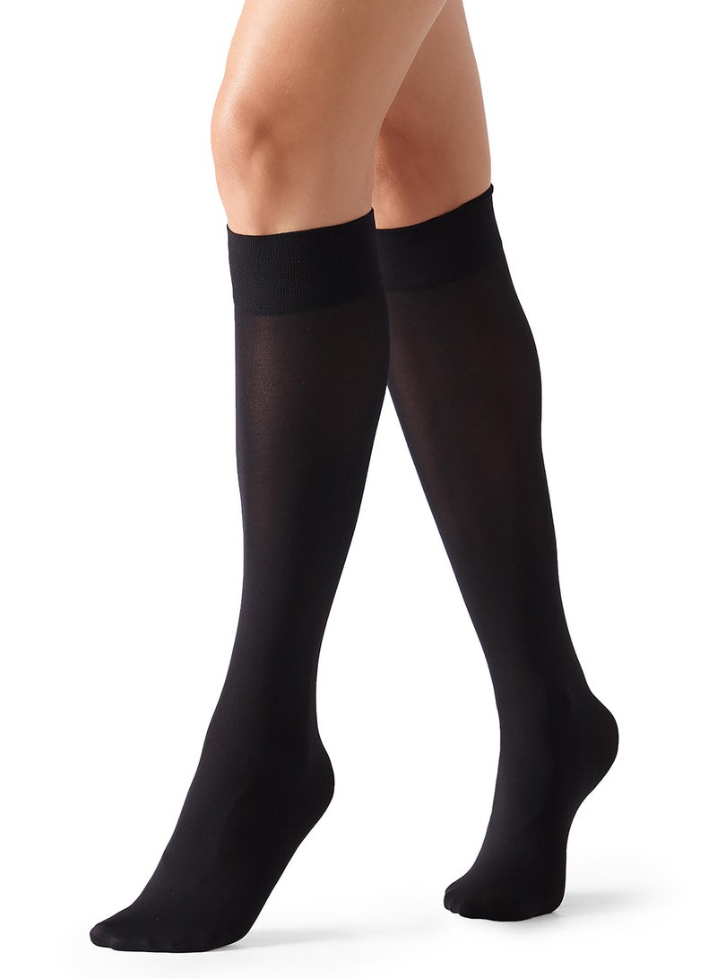 Calzedonia - 60 Denier Opaque Microfiber Knee-Highs Black - Image 1
