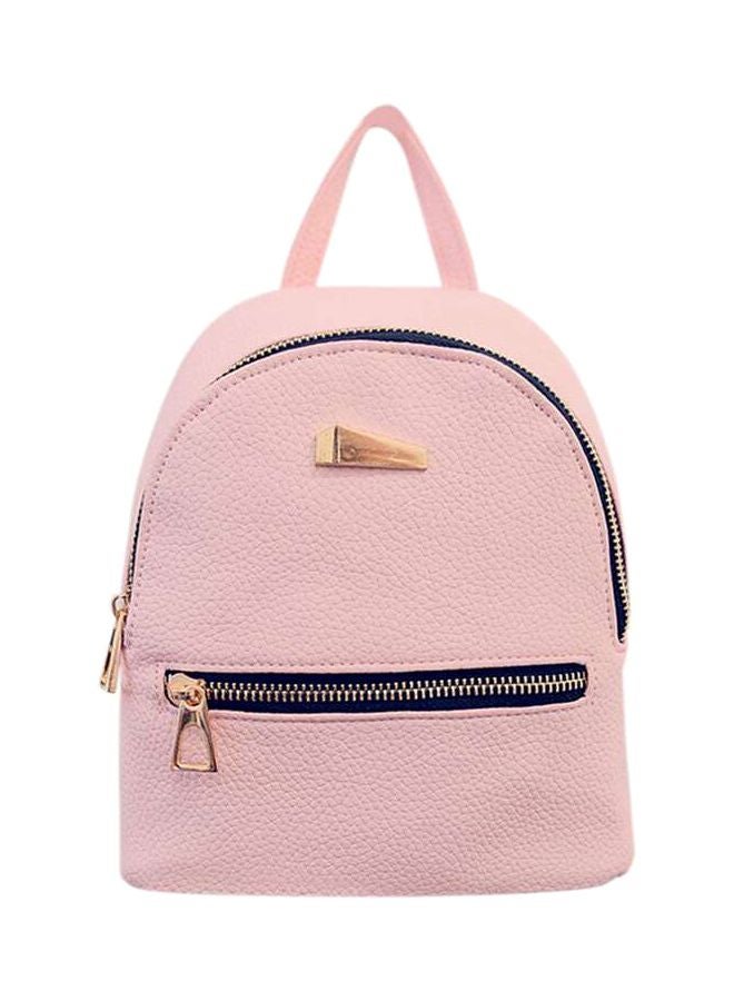 OUTAD PU Leather Mini Zippered Backpack Pink  - Image 1