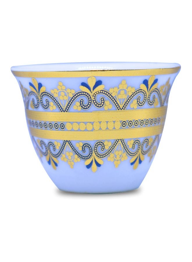 بن شيهون أبوعمر طقم فناجين قهوة مصنوع من البورسلين من 12 قطعة أصفر/أزرق 80ملليلتر - Image 2