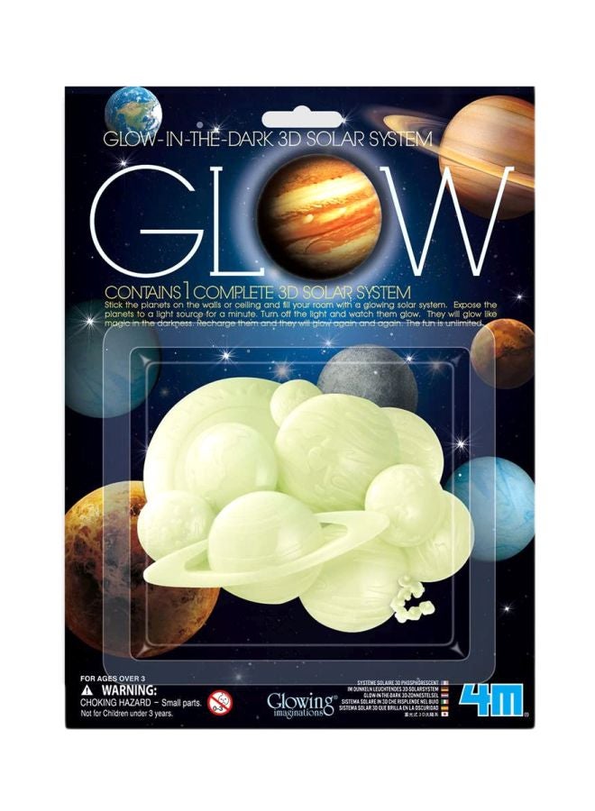 4m 9-Piece 3D Solar System Wall Sticker Set Blue/Yellow/Brown 19.5x3.12x26centimeter