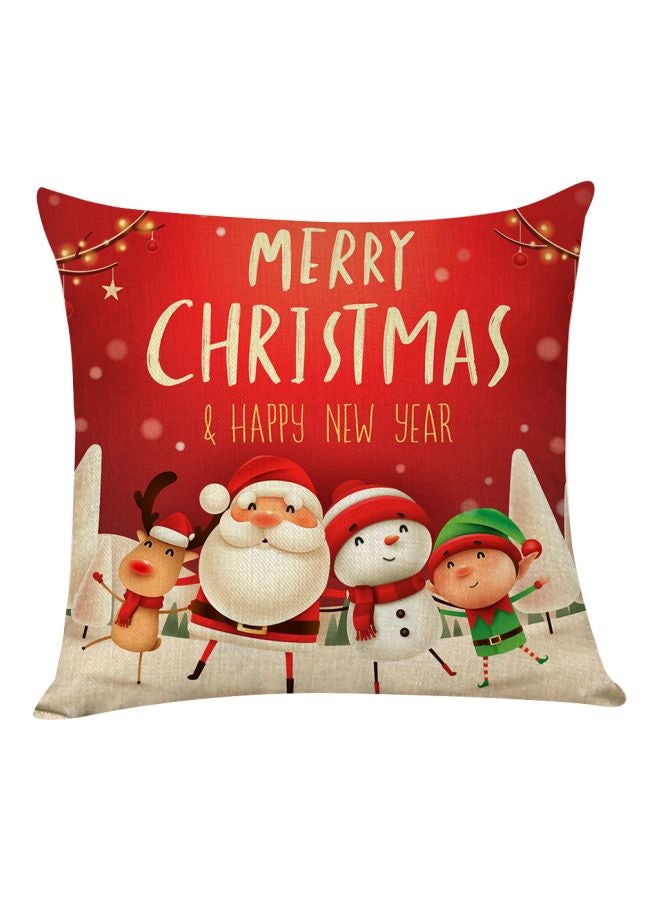 Theme Printed Cushion Cover Red/Beige/Green 18x18cm