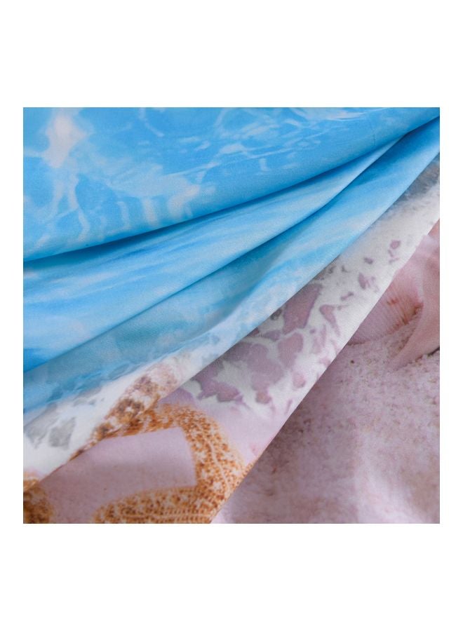3-Piece Beach Starfish Printed Bedding Set Polyester Blue/Yellow/White Full - Image 5