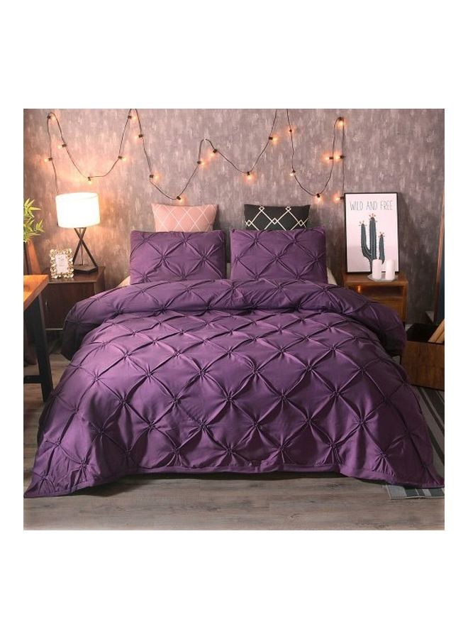 3-Piece Silk Flower Design Bedding Set Polyester Purple Single