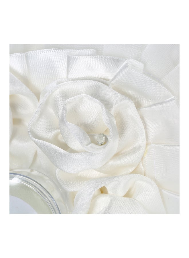 Heart Shape Ring Bearer Pillow And Flower Basket White  - Image 4