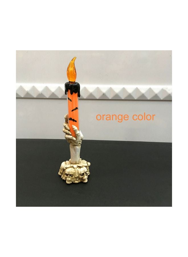 شمعة LED بحامل على شكل جمجمة برتقالي/أسود 22.0x6.5x6.5سم - Image 2