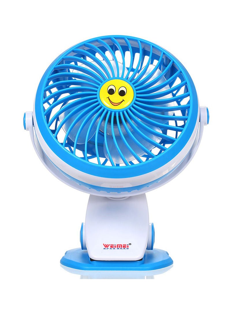 Mini USB Clip Desk Fan H21003BL Blue/White - Image 1
