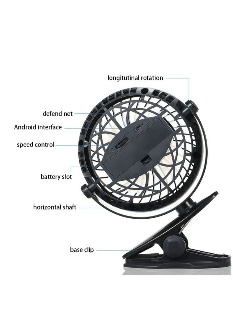 Mini USB Clip Desk Fan H21003B Black - Image 3